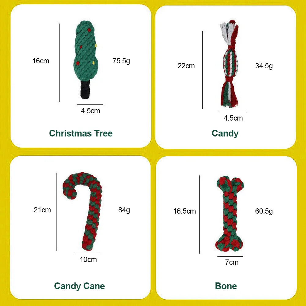 Christmas Rope Chew Toy Set for Dogs