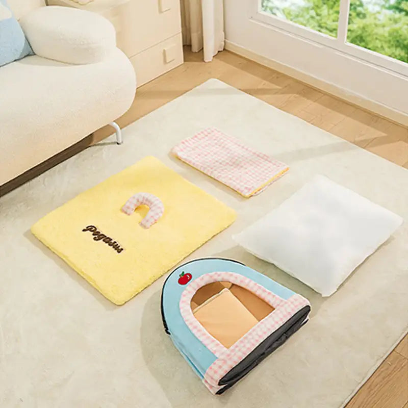 Wärmespeicherndes Plüschhaus für Haustiere