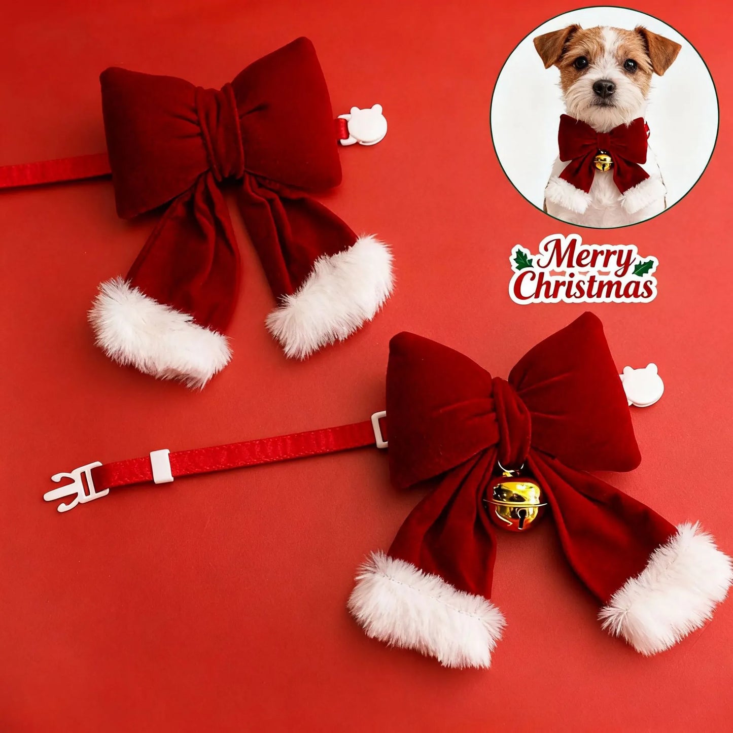 Christmas Pet Collar with 3D Bow