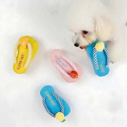 Plüsch-Hundespielzeug in Pantoffelform mit Quietscher