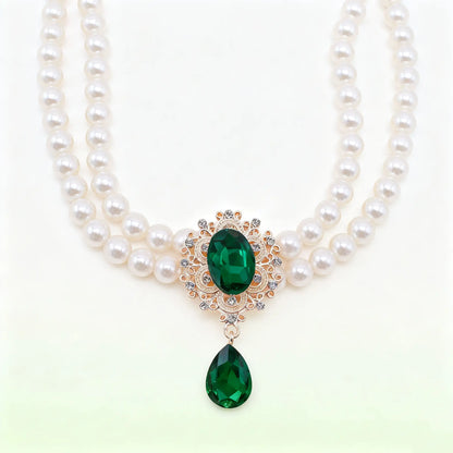 Doppelreihige Perlenkette mit Edelsteinanhänger für Haustiere