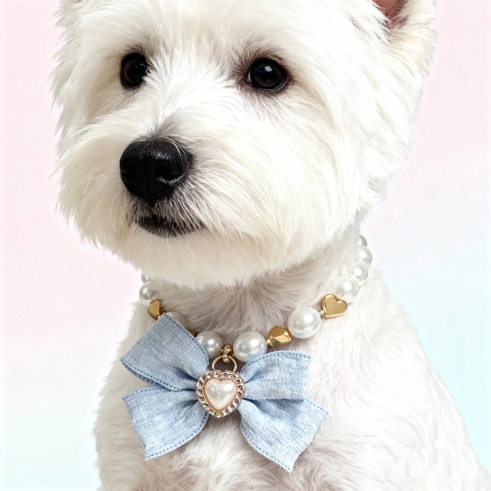 Pearl Necklace with Elegant Bow Tie for Pets