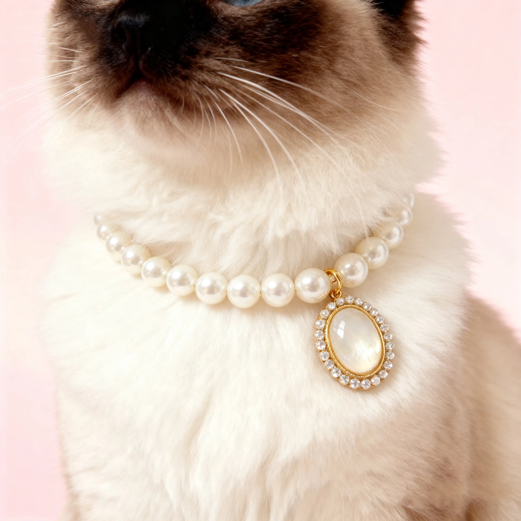 Vintage Heart Pearl Necklace for Pets