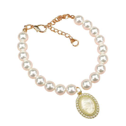 Vintage Heart Pearl Necklace for Pets