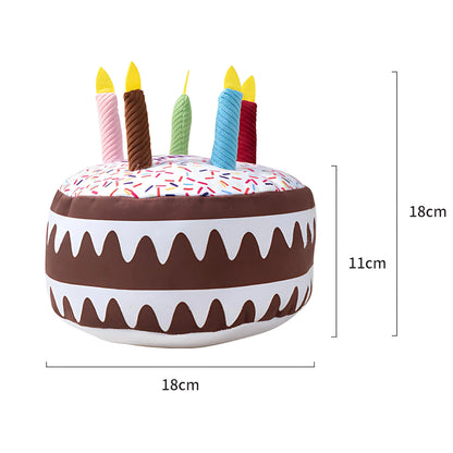 Plüschtier für Hunde in Geburtstagskuchenform mit Quietscher