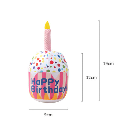 Plüschtier für Hunde in Geburtstagskuchenform mit Quietscher