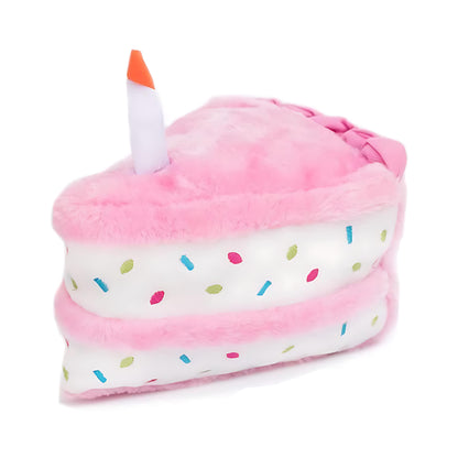 Plüschtier-Hundespielzeug mit Geburtstagskuchenhut und Quietscher