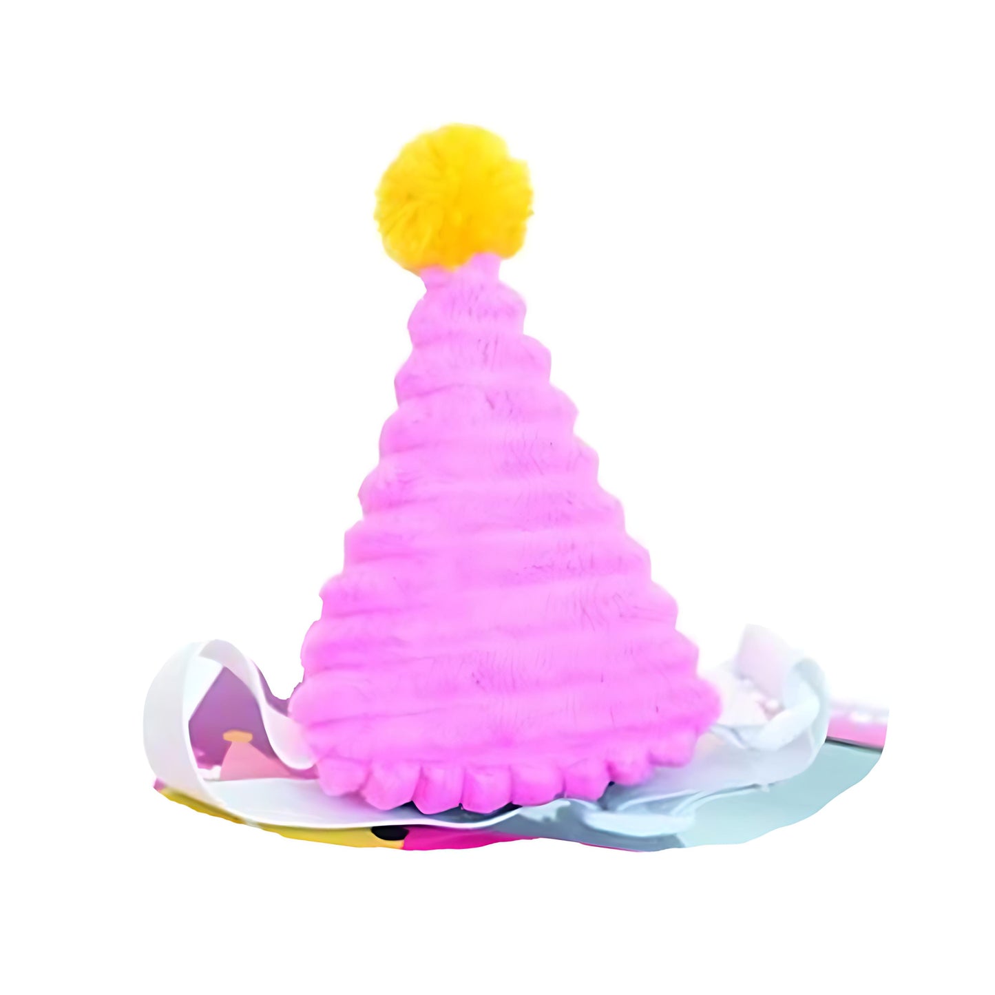 Plüschtier-Hundespielzeug mit Geburtstagskuchenhut und Quietscher