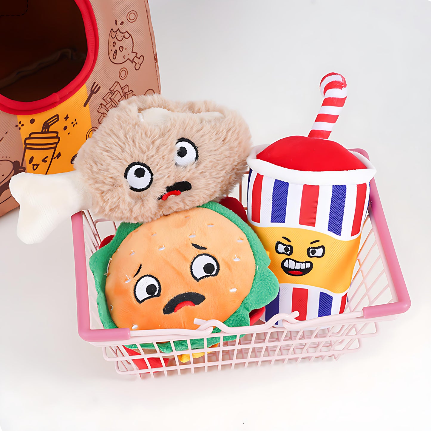 Pommes-Burger-Essen verstecken interaktives Hundespielzeug