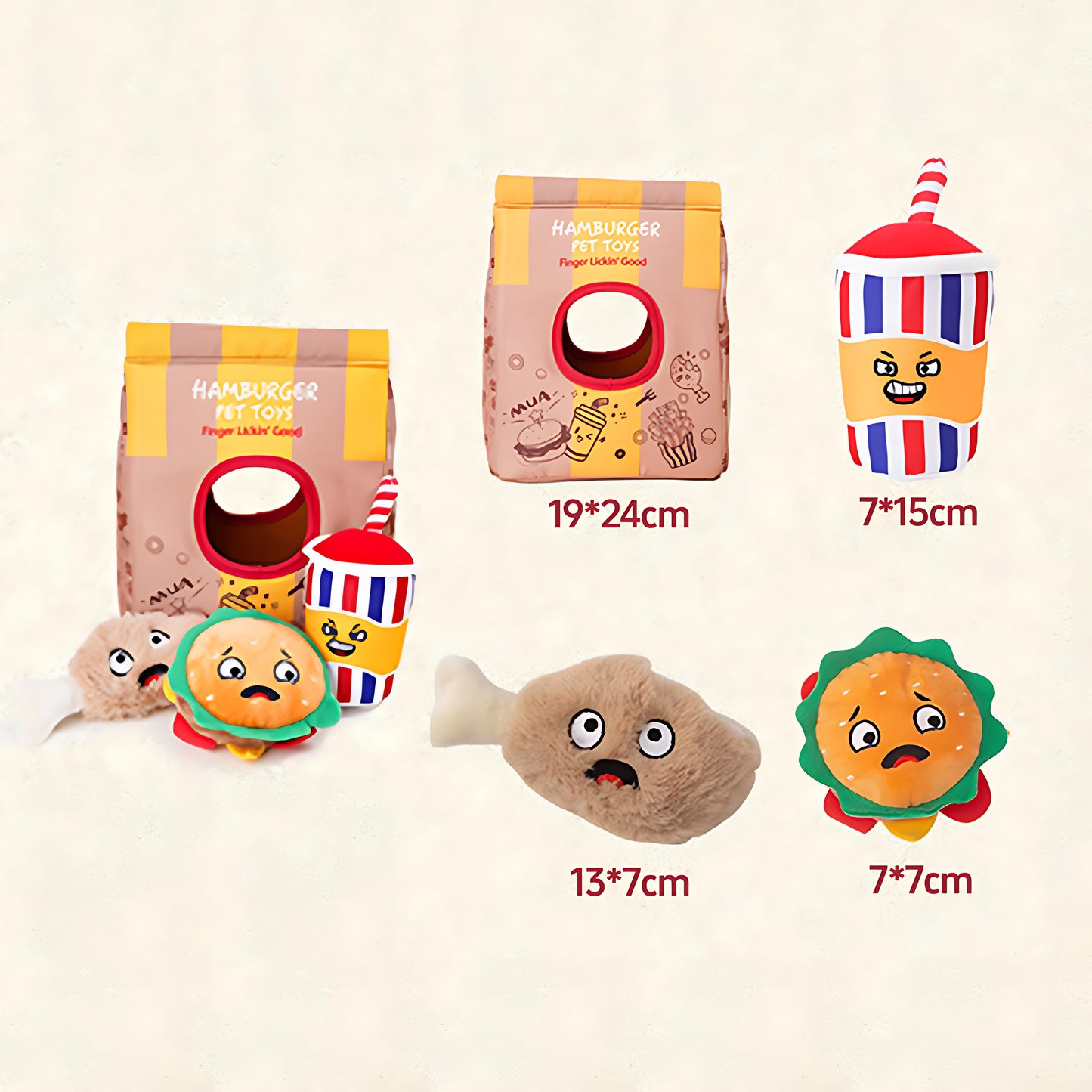 Pommes-Burger-Essen verstecken interaktives Hundespielzeug