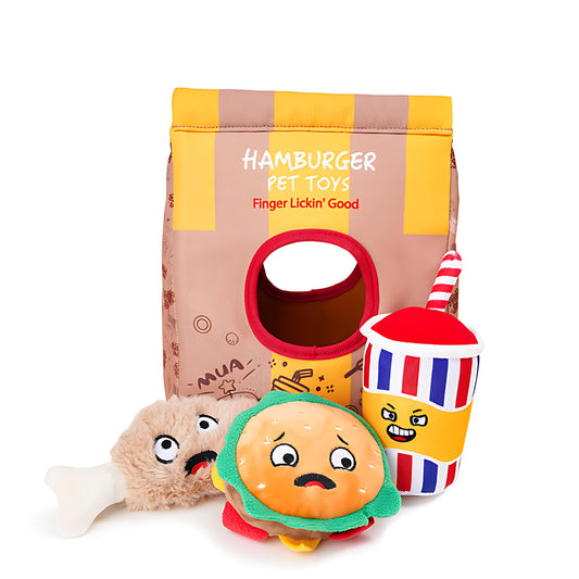 Pommes-Burger-Essen verstecken interaktives Hundespielzeug