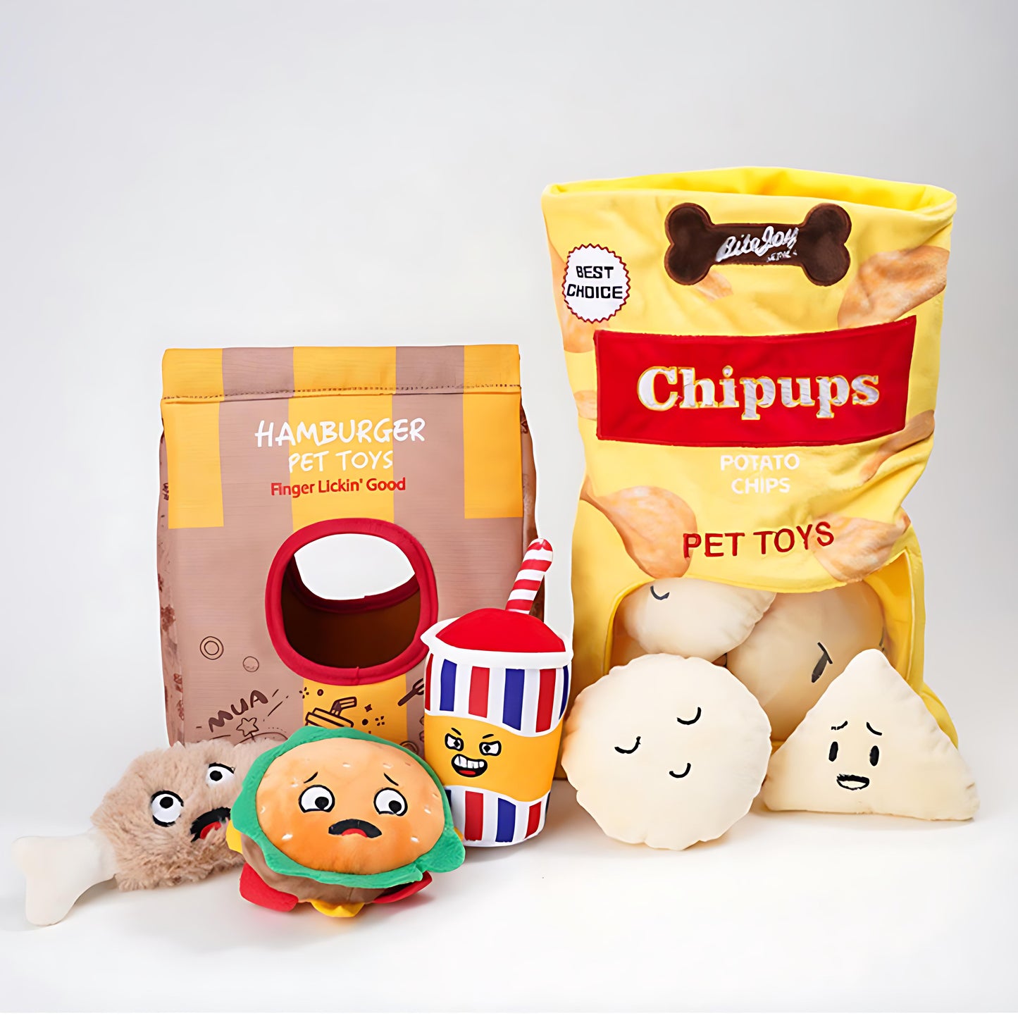 Pommes-Burger-Essen verstecken interaktives Hundespielzeug