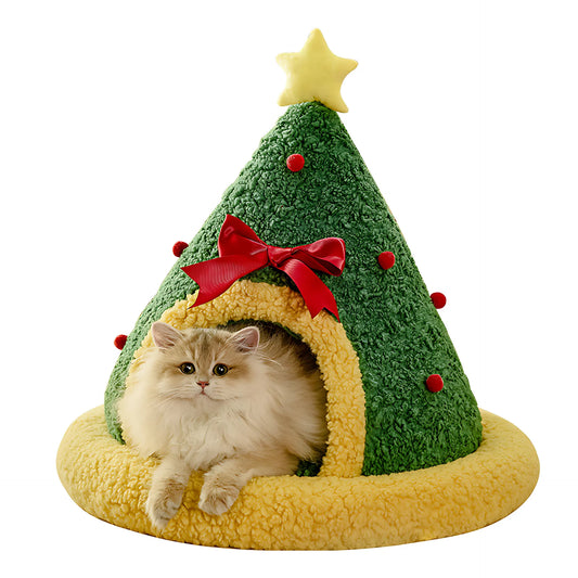 Christmas Semi-Enclosed Cat Bed