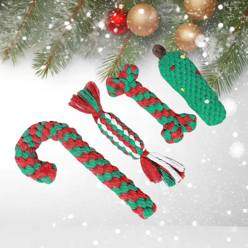Christmas Rope Chew Toy Set for Dogs