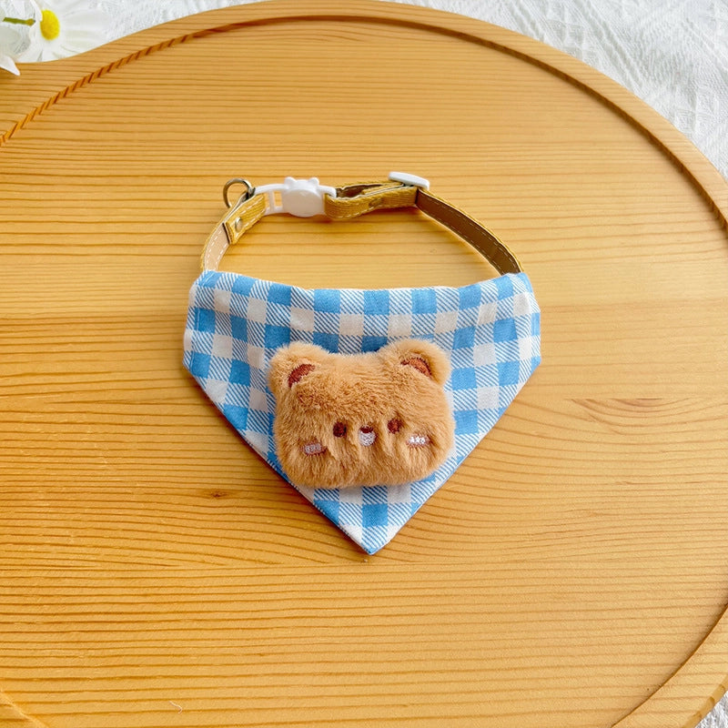 Cute Plaid Pet Bandana Collar