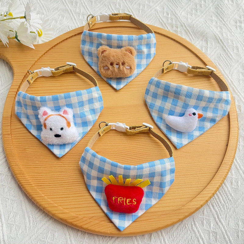Cute Plaid Pet Bandana Collar