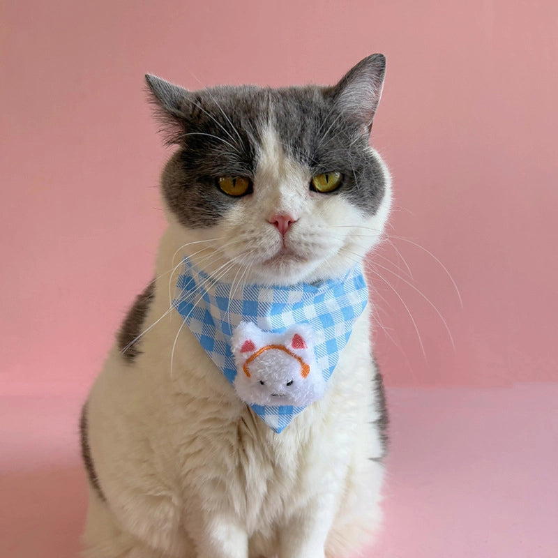 Cute Plaid Pet Bandana Collar