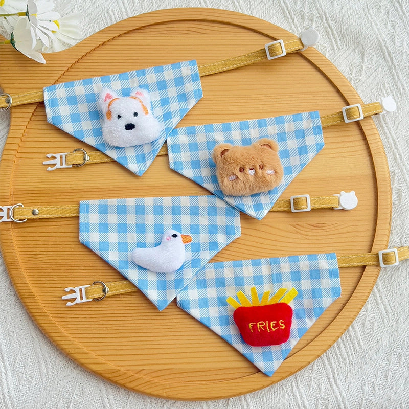 Cute Plaid Pet Bandana Collar