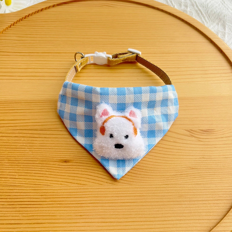 Cute Plaid Pet Bandana Collar