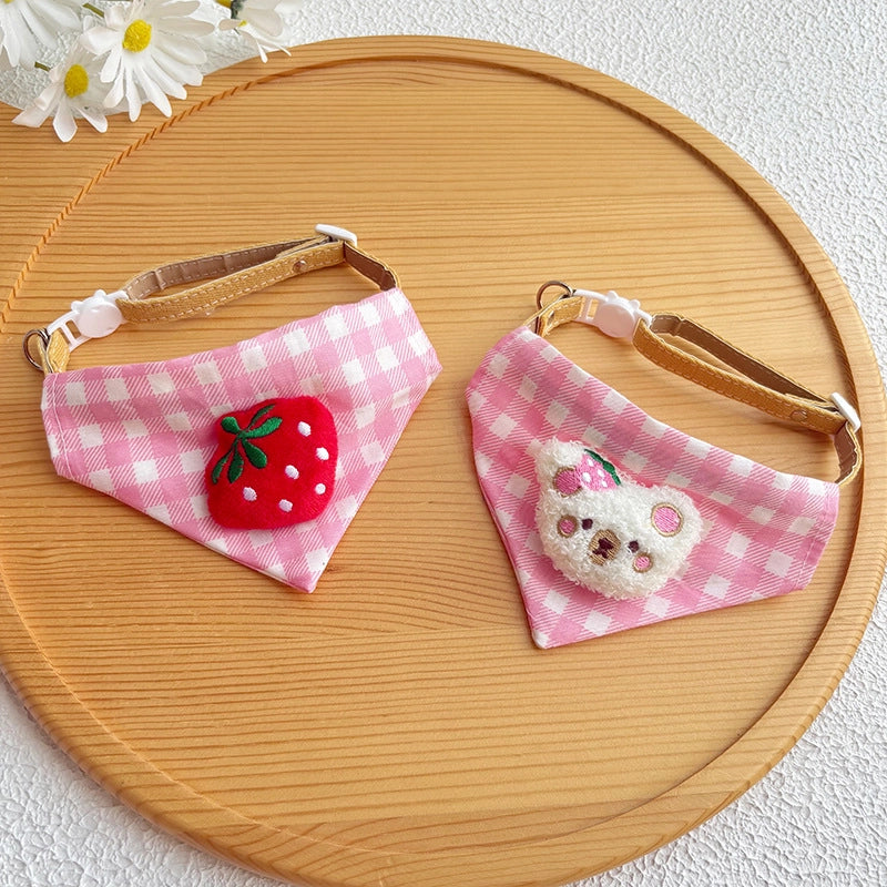Cute Plaid Pet Bandana Collar