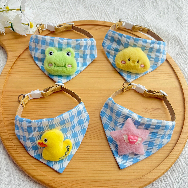 Cute Plaid Pet Bandana Collar