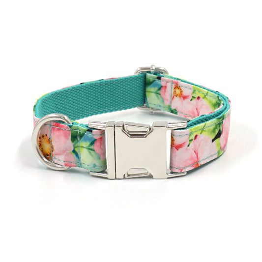 Cute Printed Dog Collar with Silver Buckle