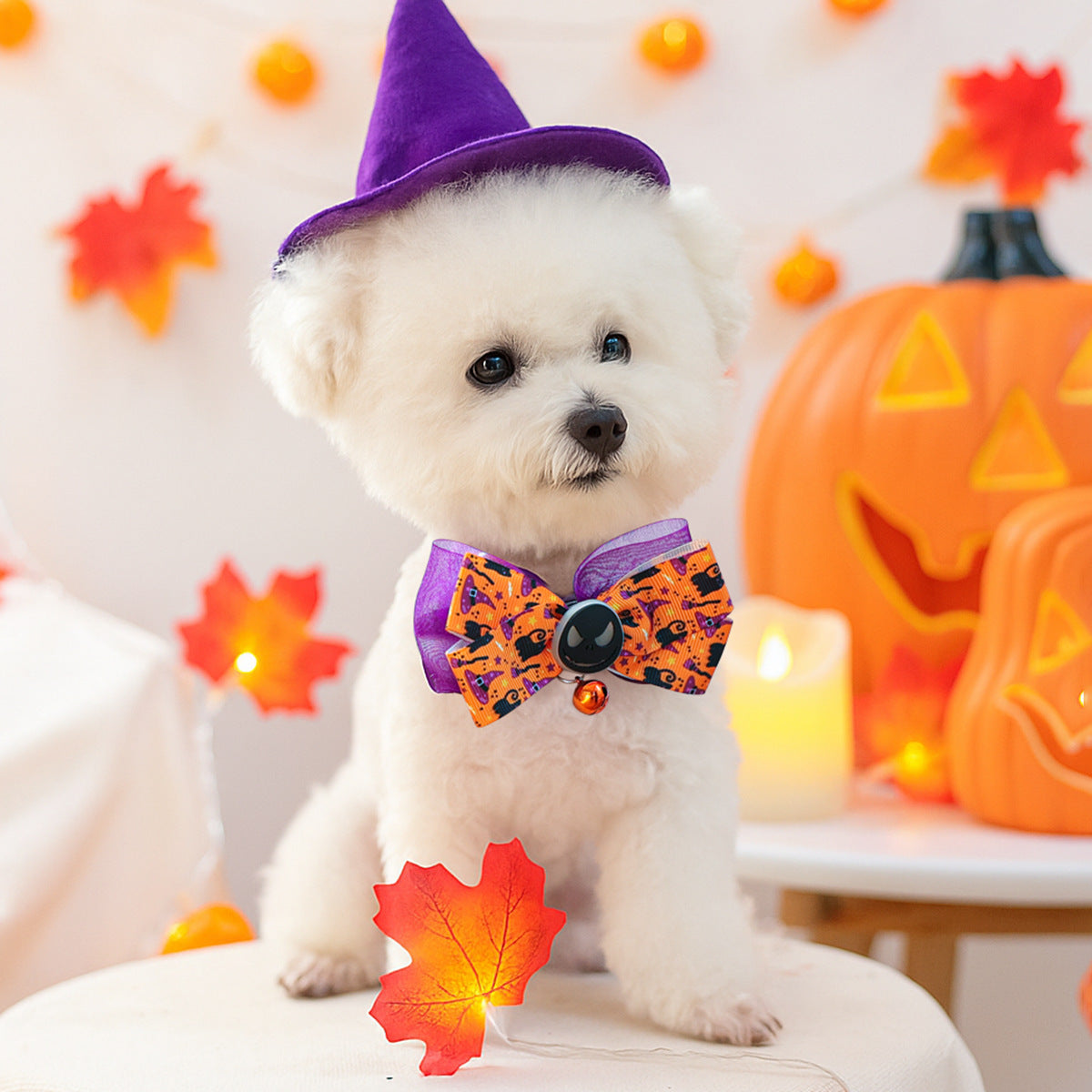 Halloween Bow Tie Bell Pet Collar Scarf