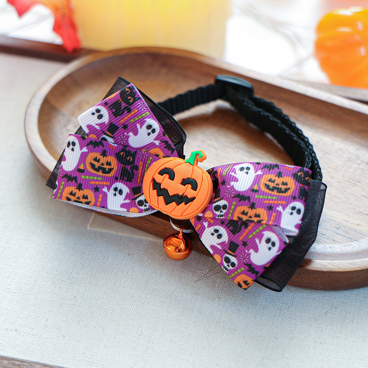 Halloween Bow Tie Bell Pet Collar Scarf