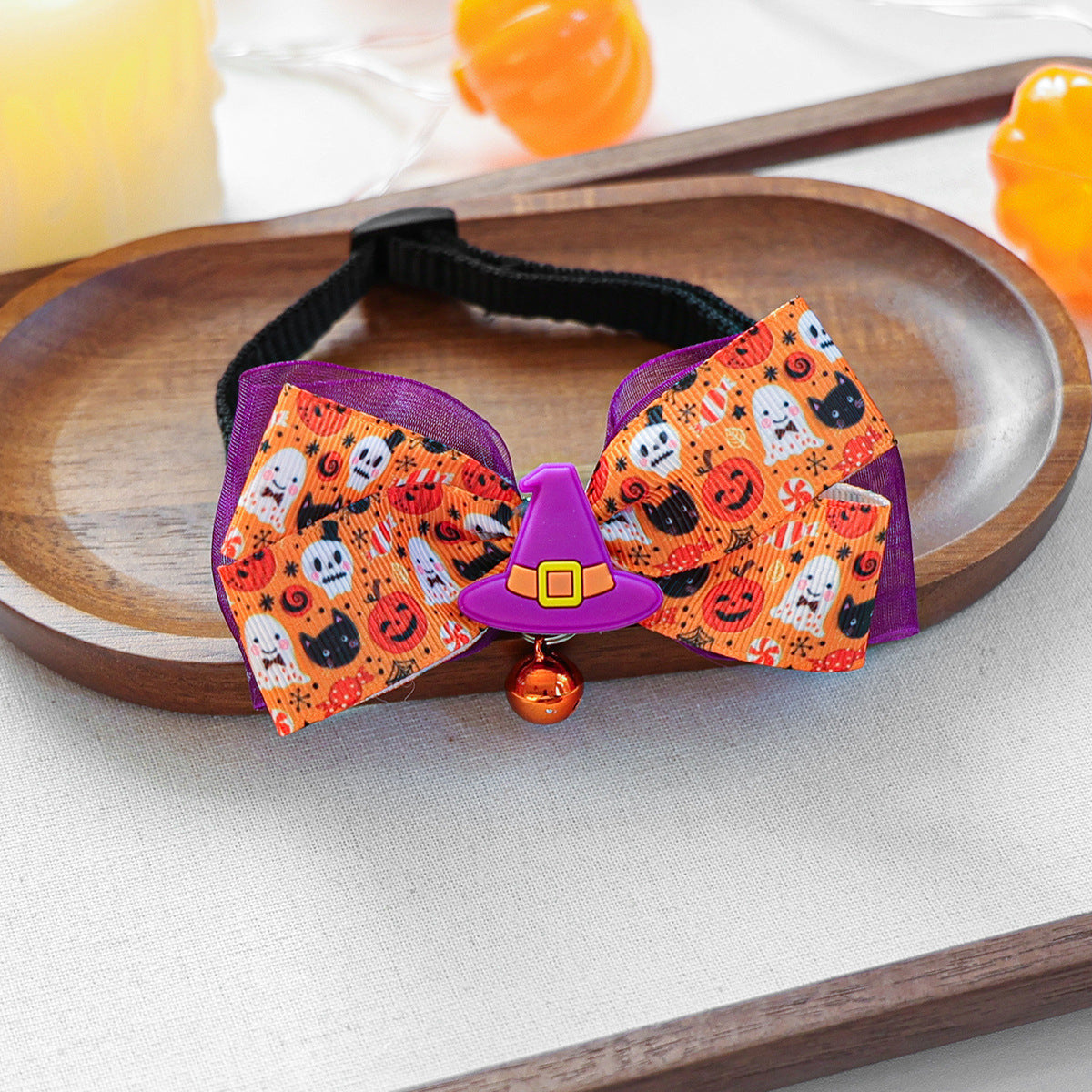 Halloween Bow Tie Bell Pet Collar Scarf