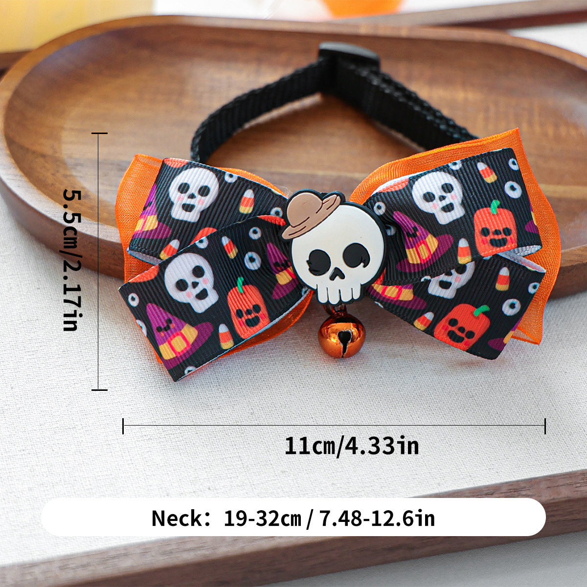 Halloween Bow Tie Bell Pet Collar Scarf