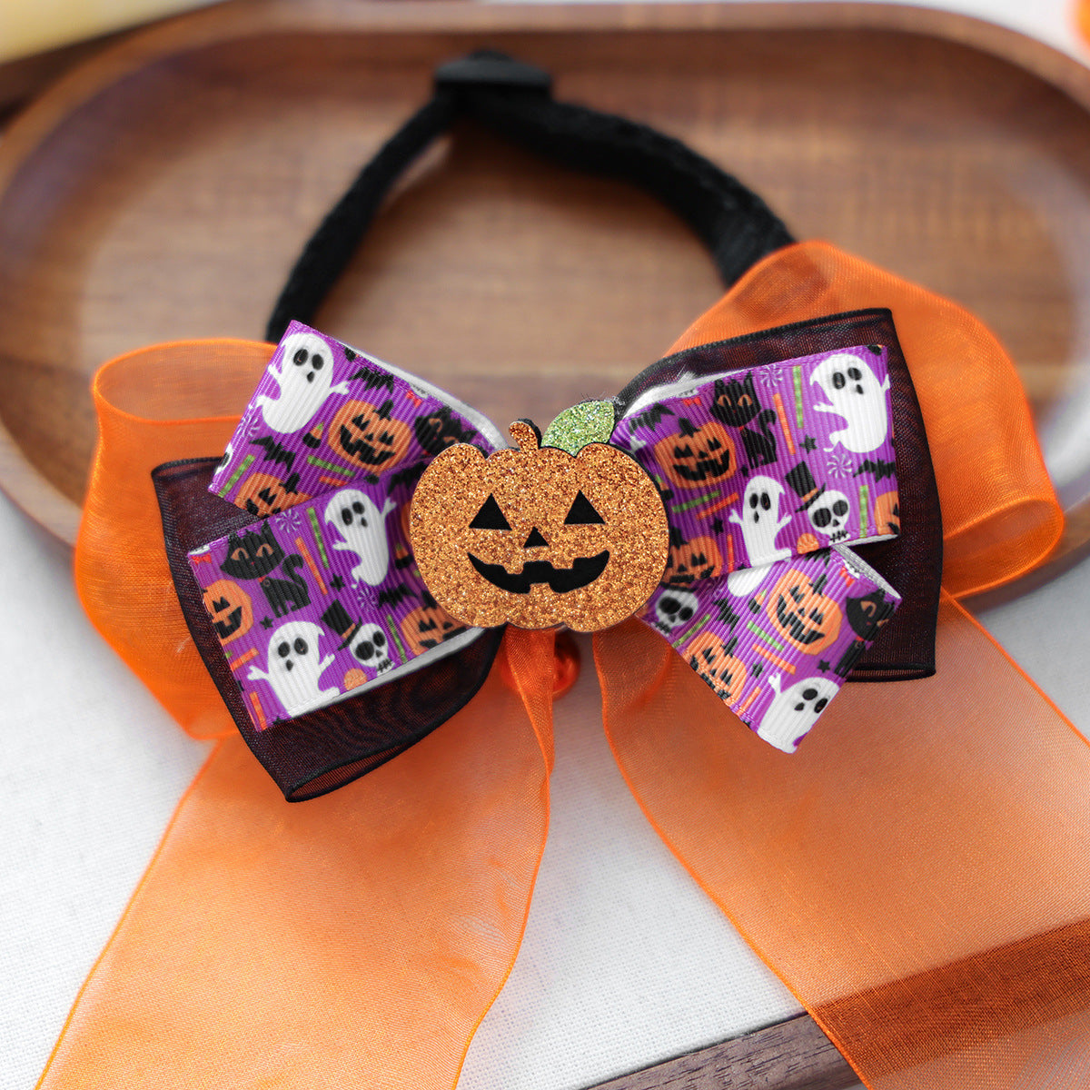 Halloween Bow Tie Pet Collar Scarf