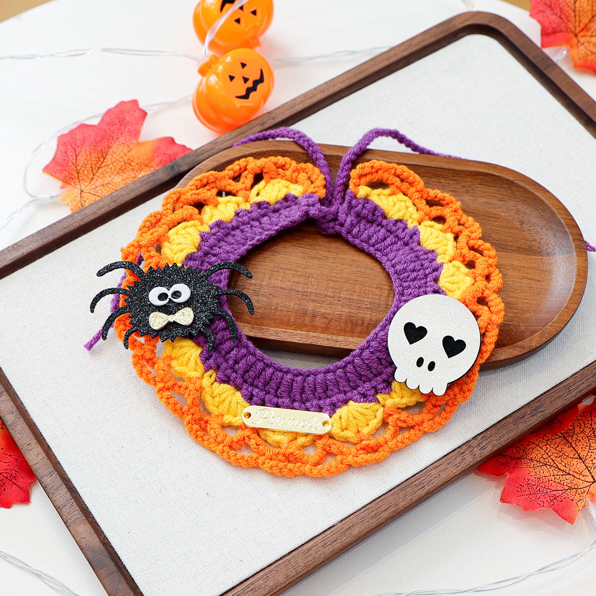 Halloween Embroidered Knitted Bandana Bib