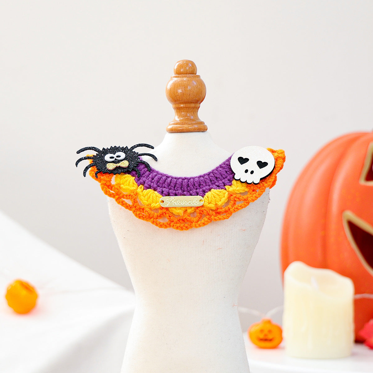 Halloween Embroidered Knitted Bandana Bib