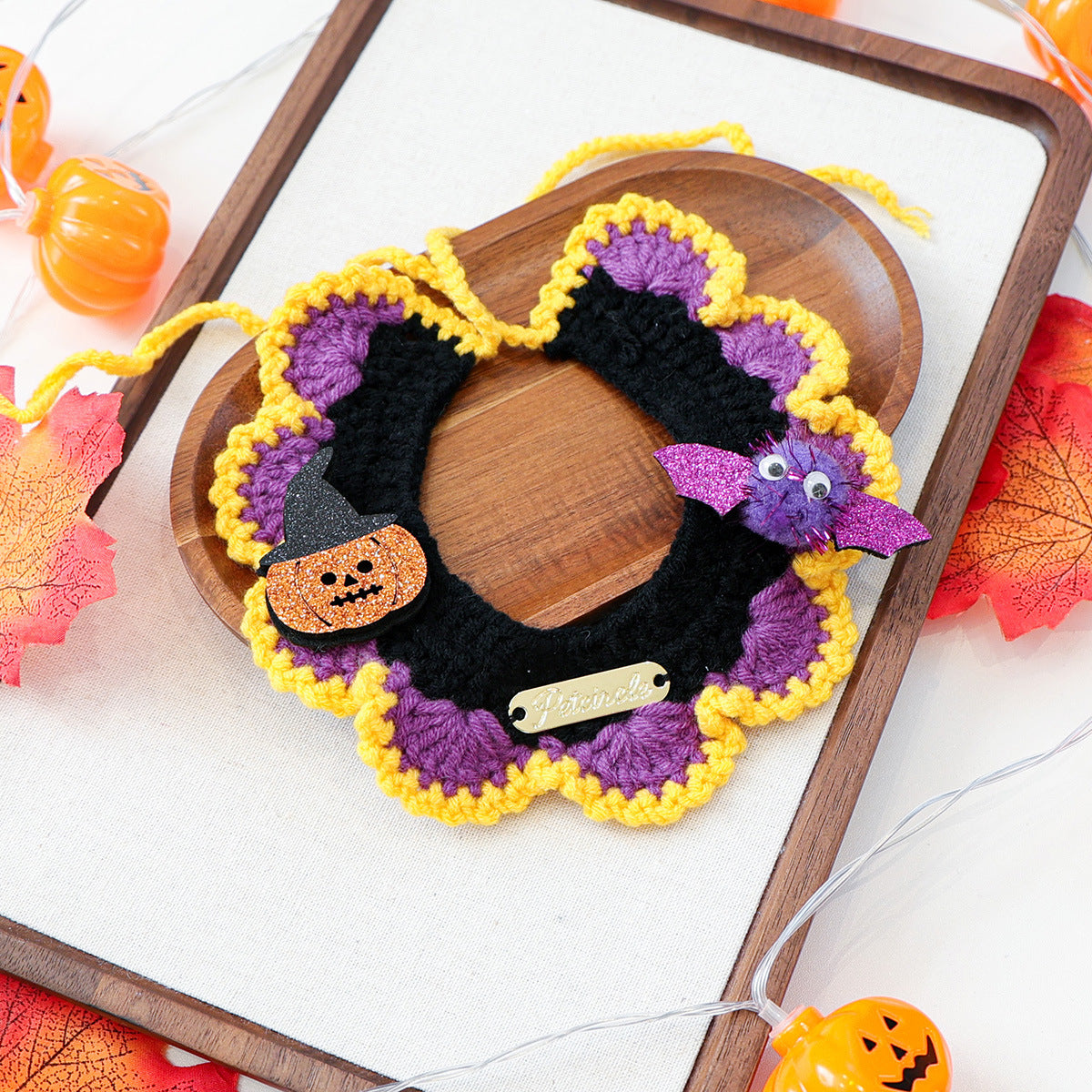 Halloween Embroidered Knitted Bandana Bib