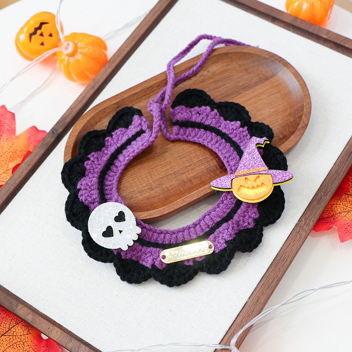 Halloween Embroidered Knitted Bandana Bib