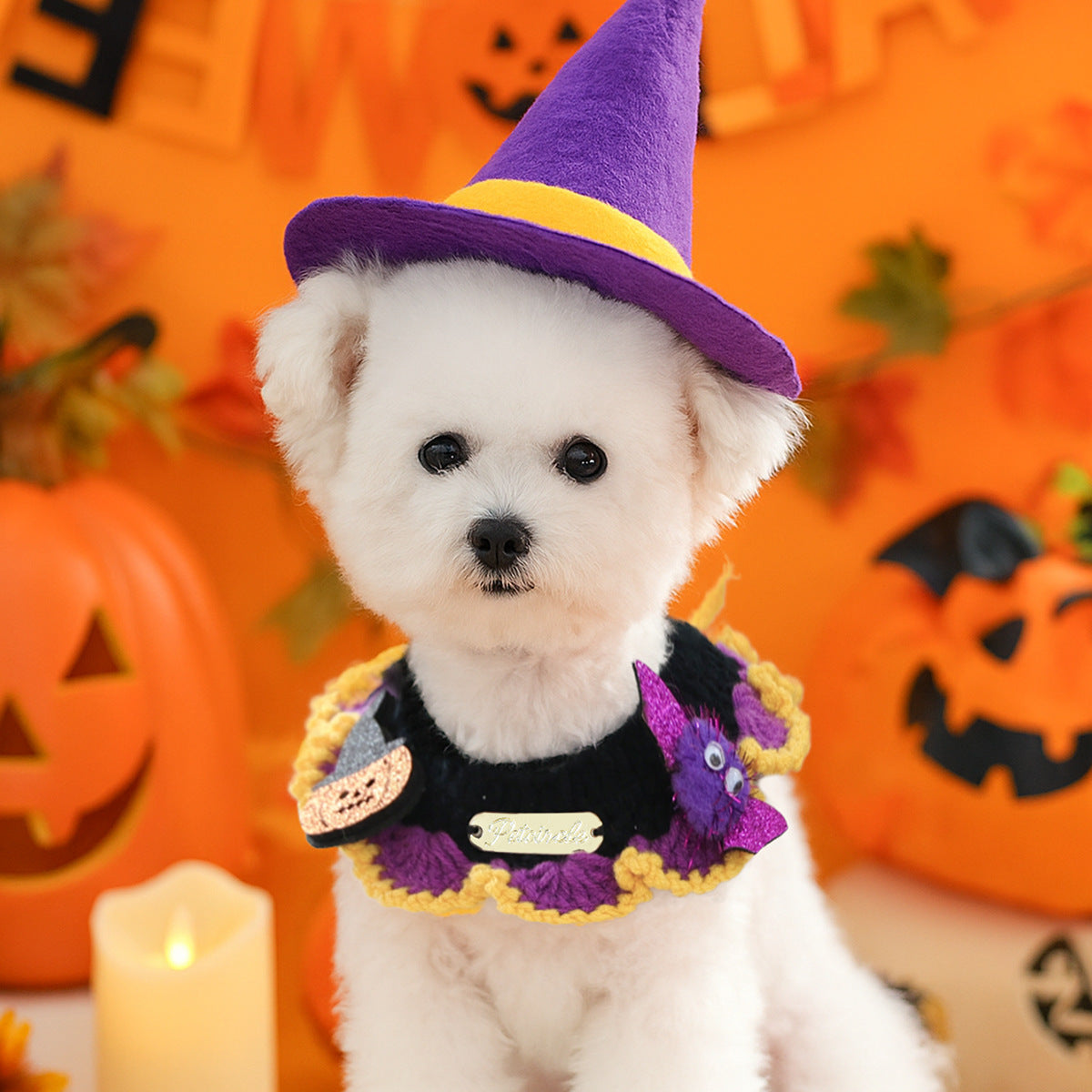 Halloween Embroidered Knitted Bandana Bib