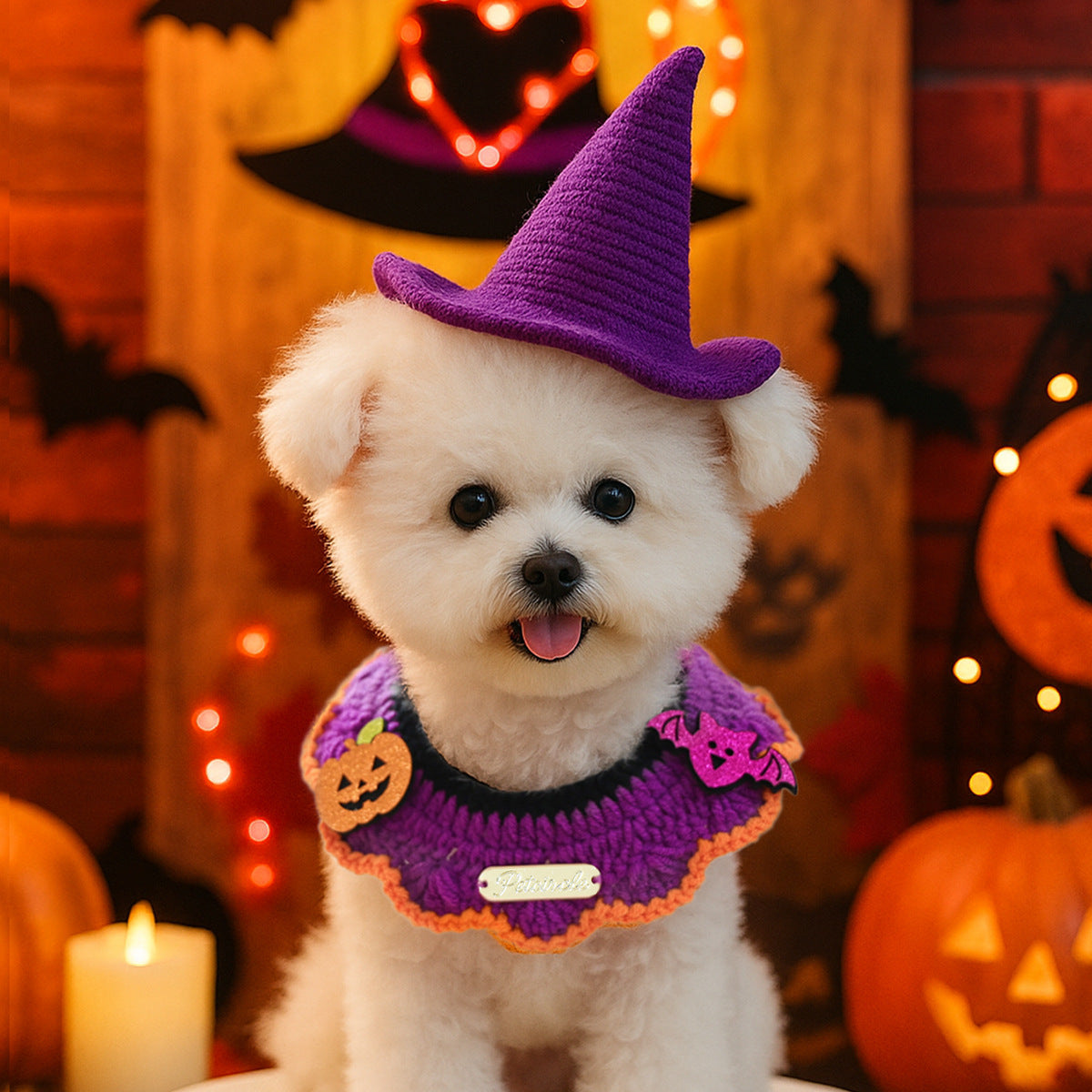 Halloween Embroidered Knitted Bandana Bib