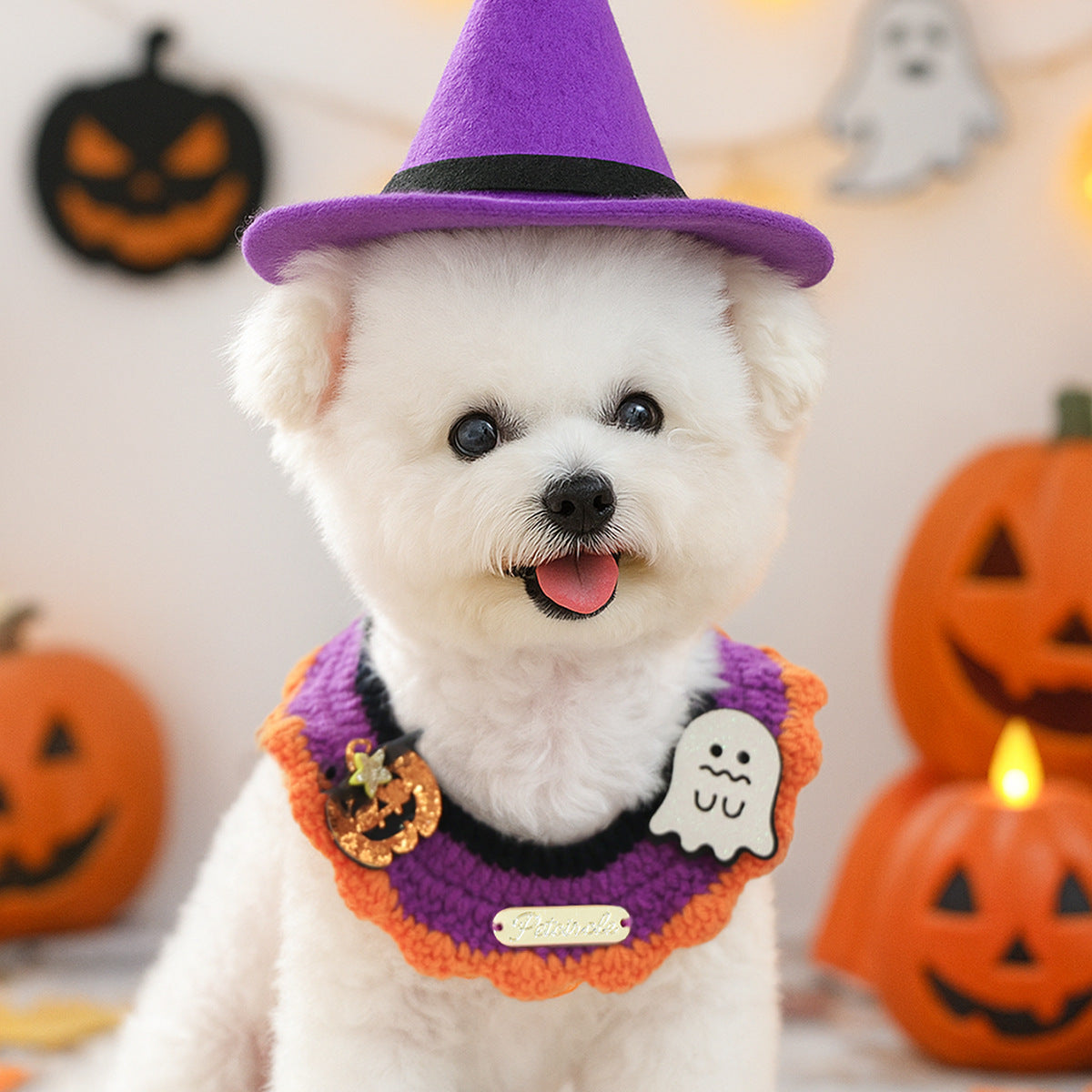 Halloween Embroidered Knitted Bandana Bib