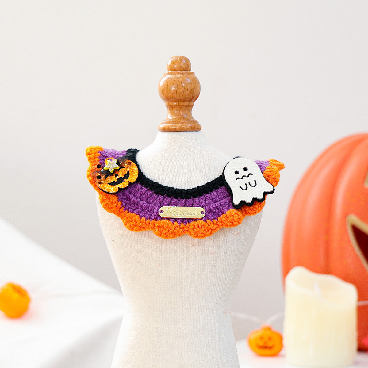 Halloween Embroidered Knitted Bandana Bib