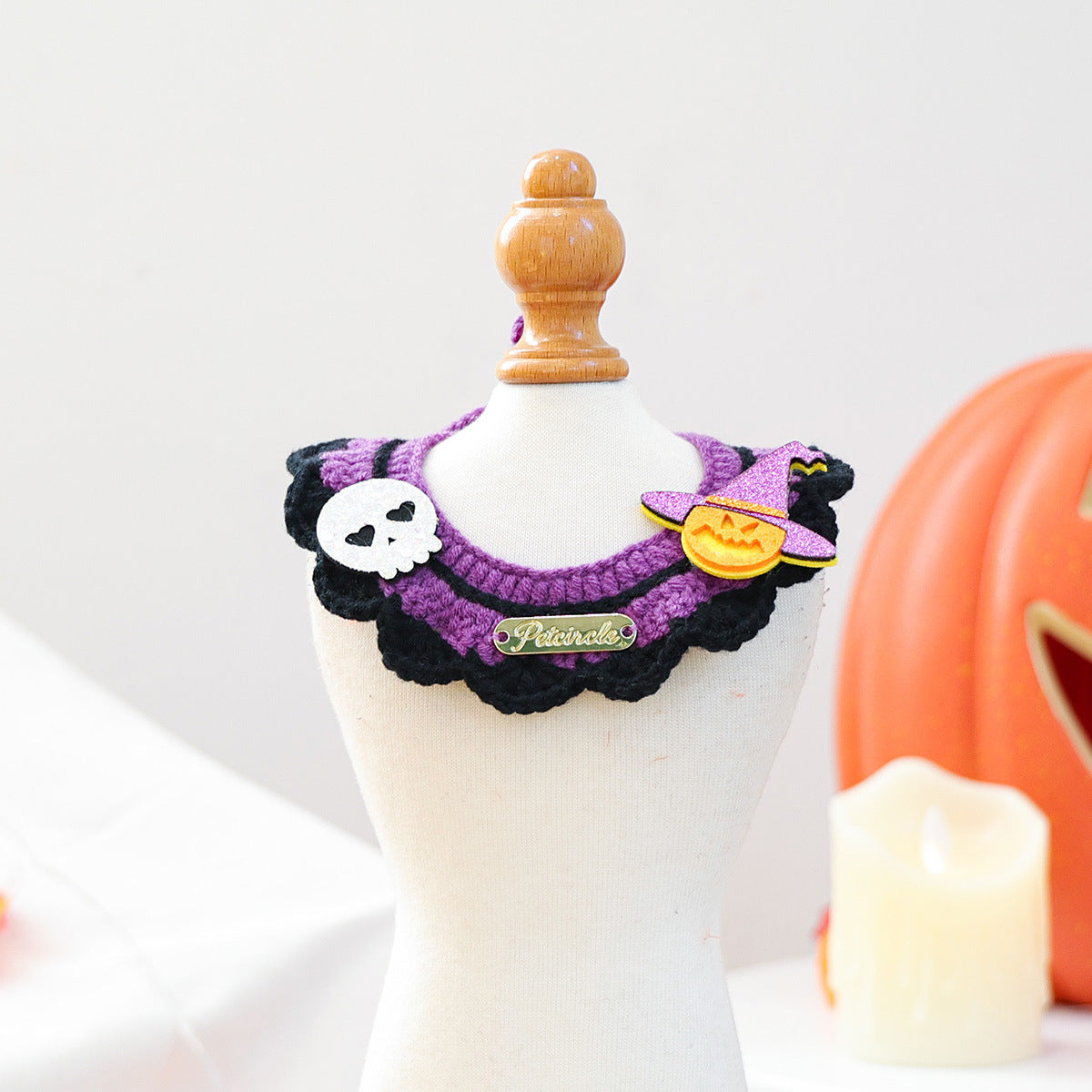 Halloween Embroidered Knitted Bandana Bib