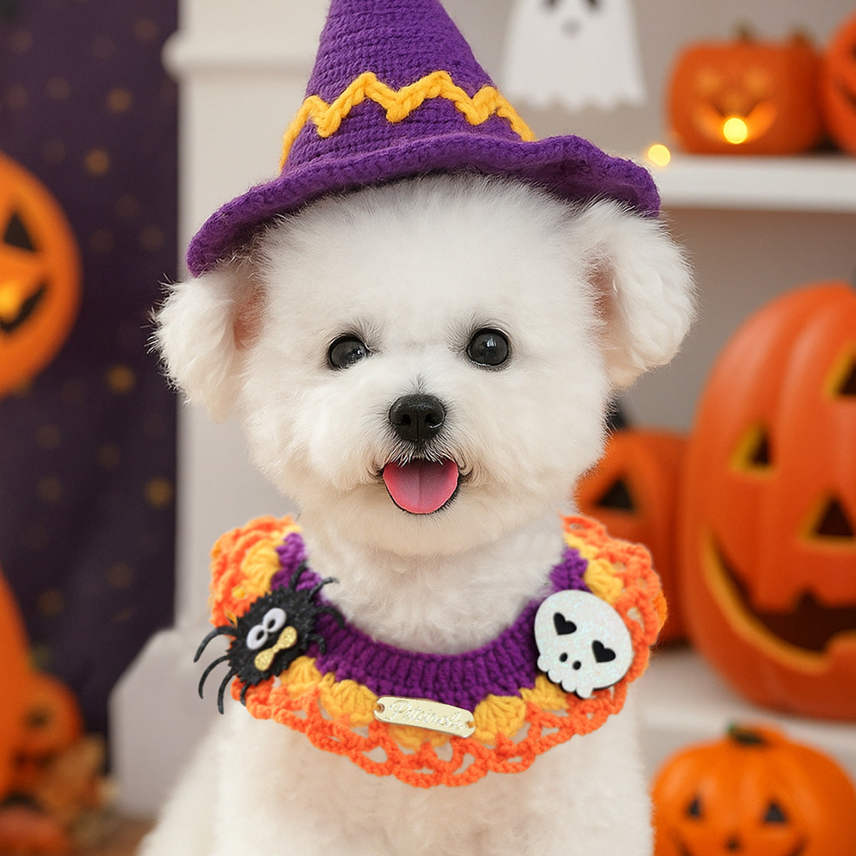 Halloween Embroidered Knitted Bandana Bib