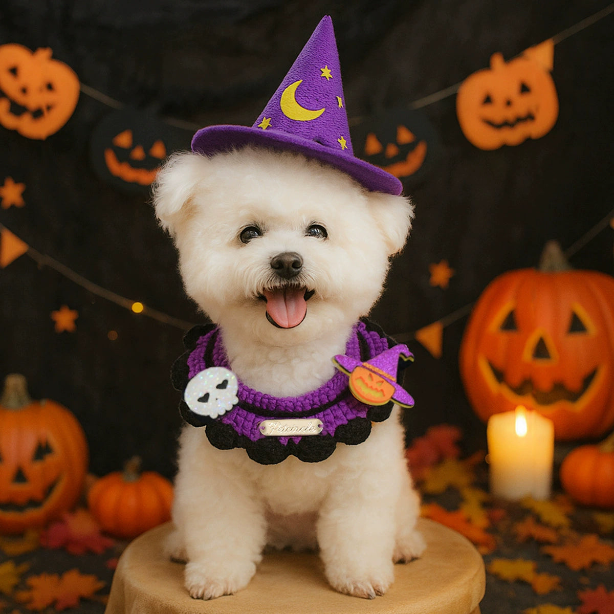 Halloween Embroidered Knitted Bandana Bib