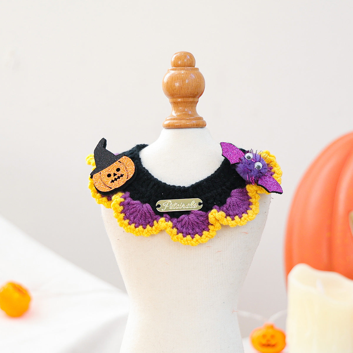 Halloween Embroidered Knitted Bandana Bib