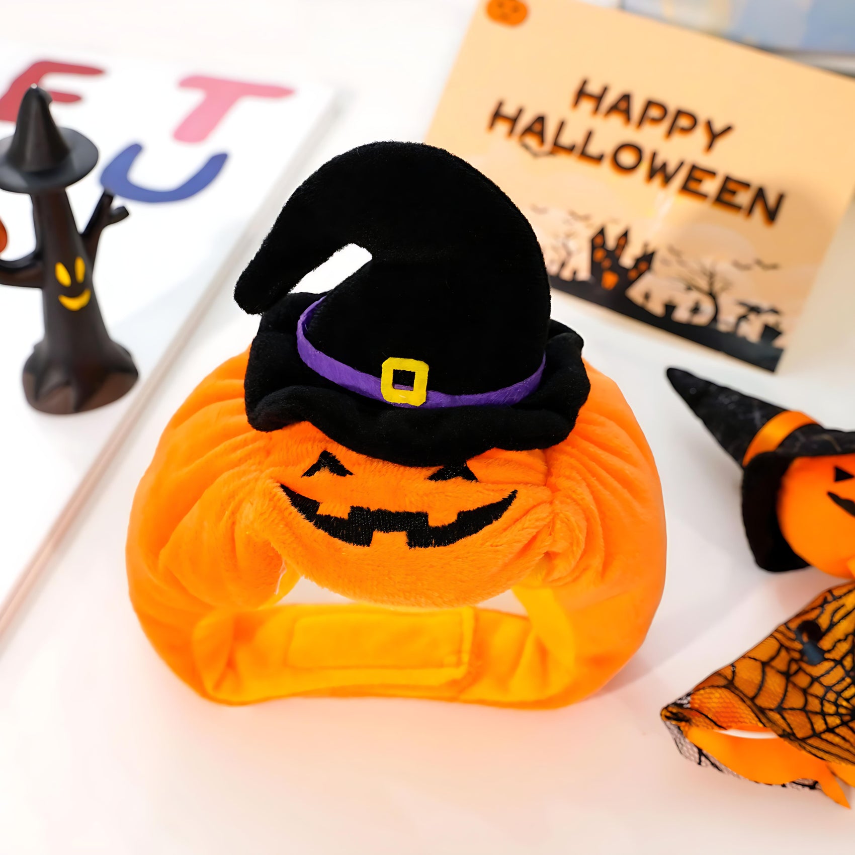 Halloween Pumpkin Hat for Dogs and Cats