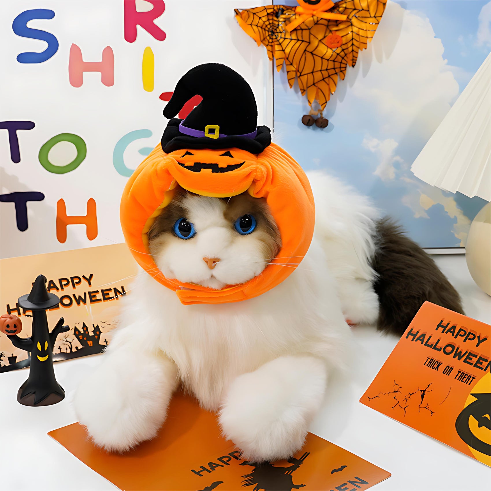 Halloween Pumpkin Hat for Dogs and Cats