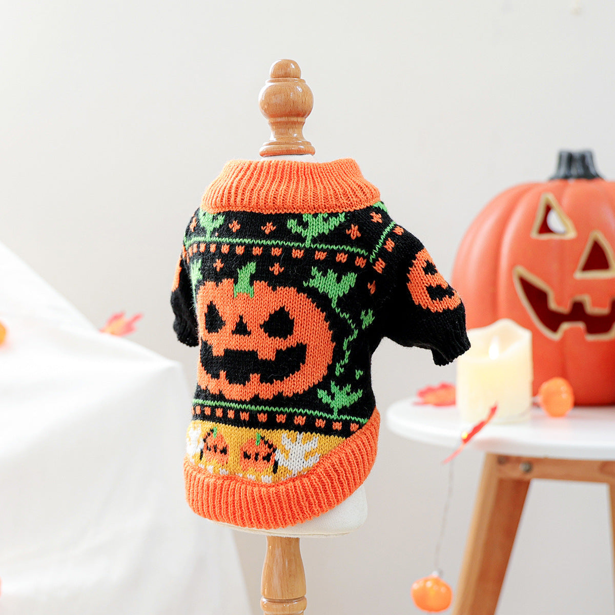 Halloween Pumpkin Pet Sweater