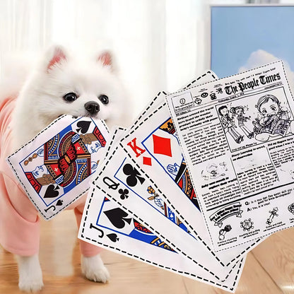 Newspaper Poker Plush Dog Toy with Squeaker