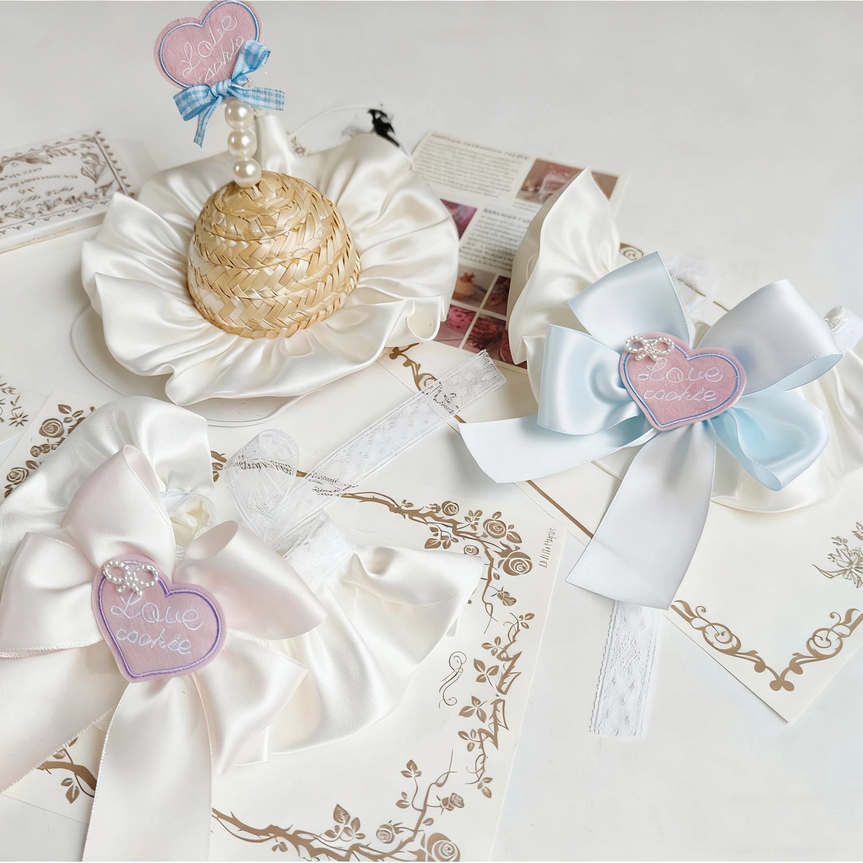 Elegant Pearl Bow Pet Bib