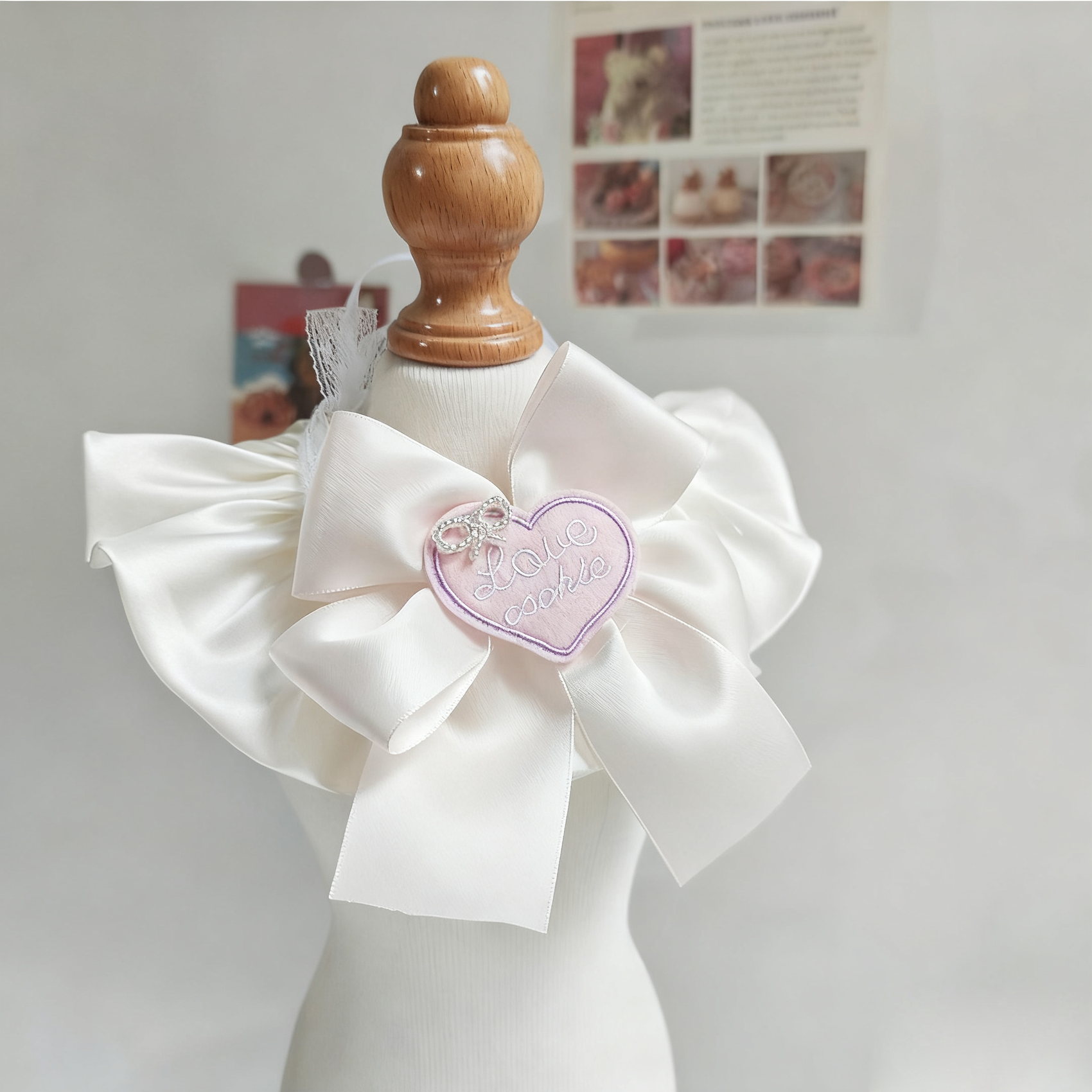 Elegant Pearl Bow Pet Bib