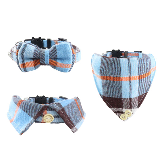 Kariertes Katzenhalsband mit Fliege